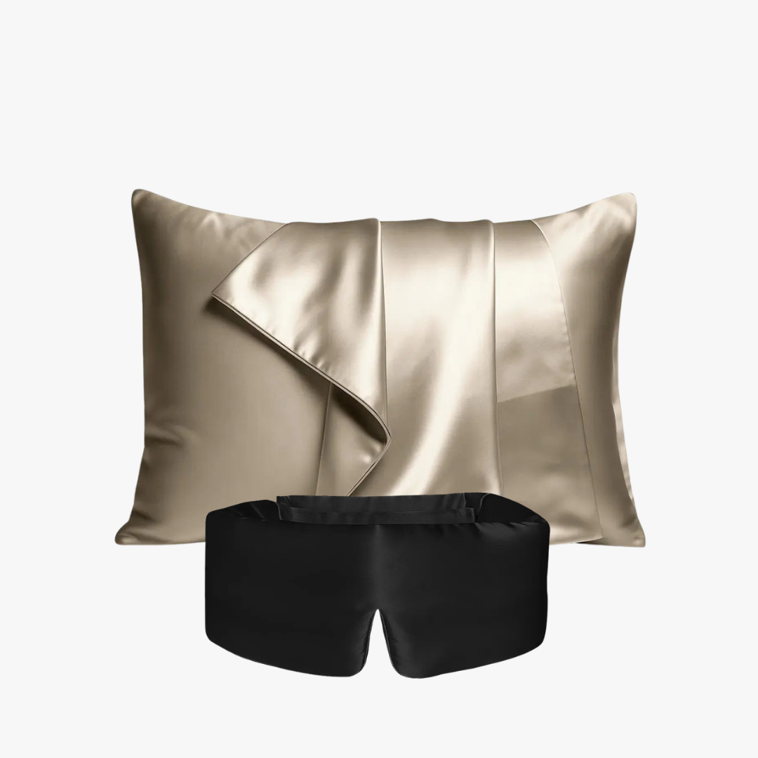 Deep Sleep Bundle, 23 momme mulberry silk sleep mask and pillowcase set
