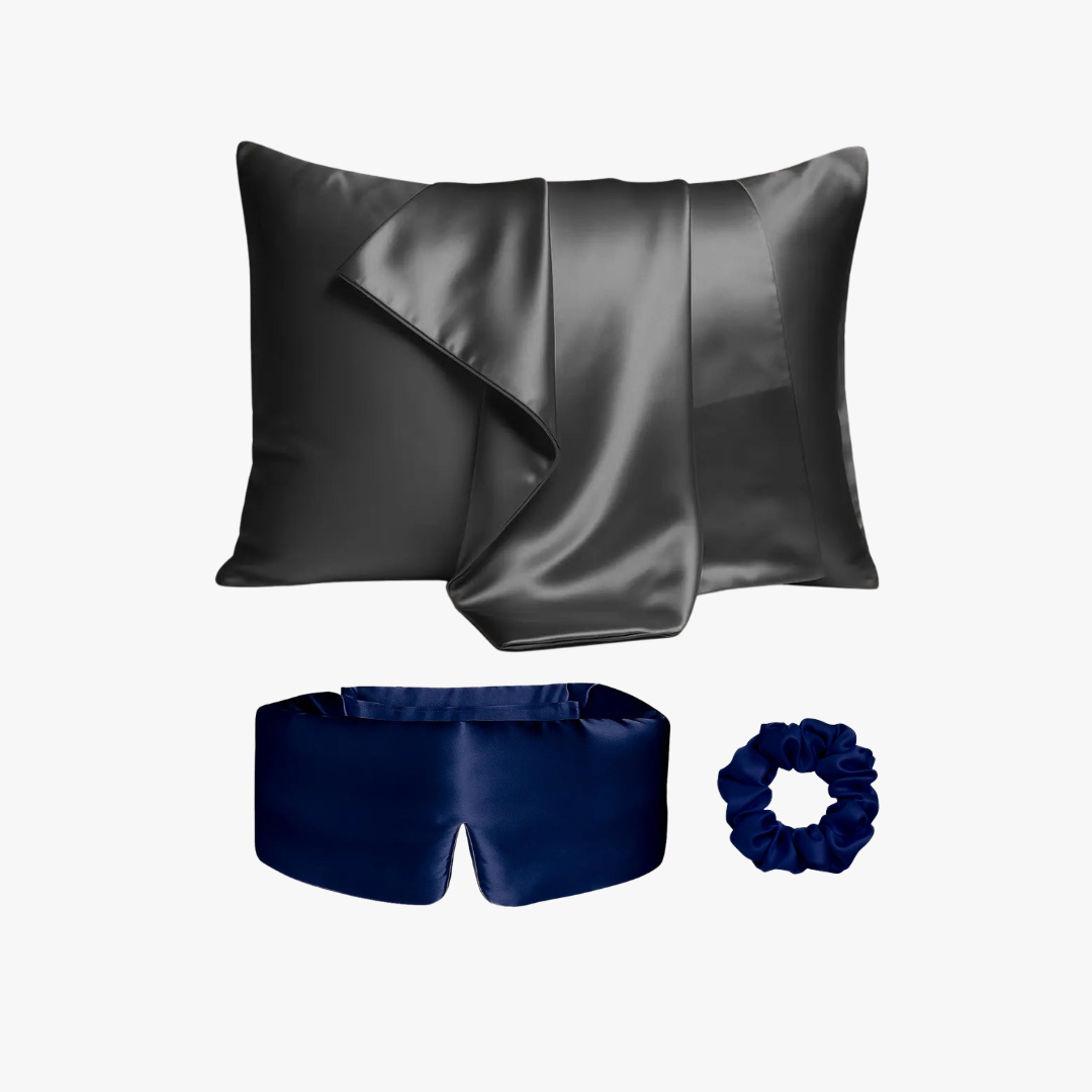 Ultimate sleep bundle, 23 momme mulberry silk sleep mask, pillowcase and scrunchie