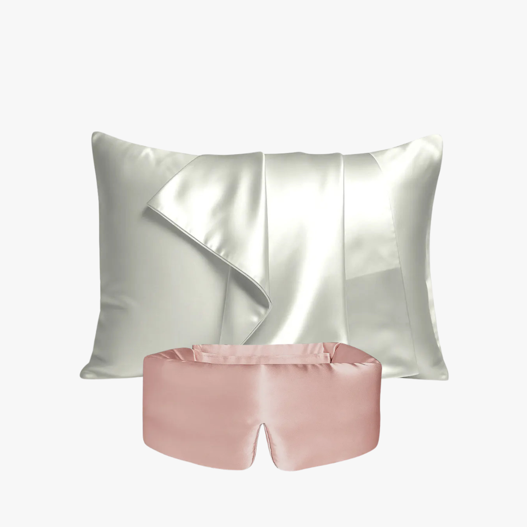 Deep Sleep Bundle, 23 momme mulberry silk sleep mask and pillowcase set
