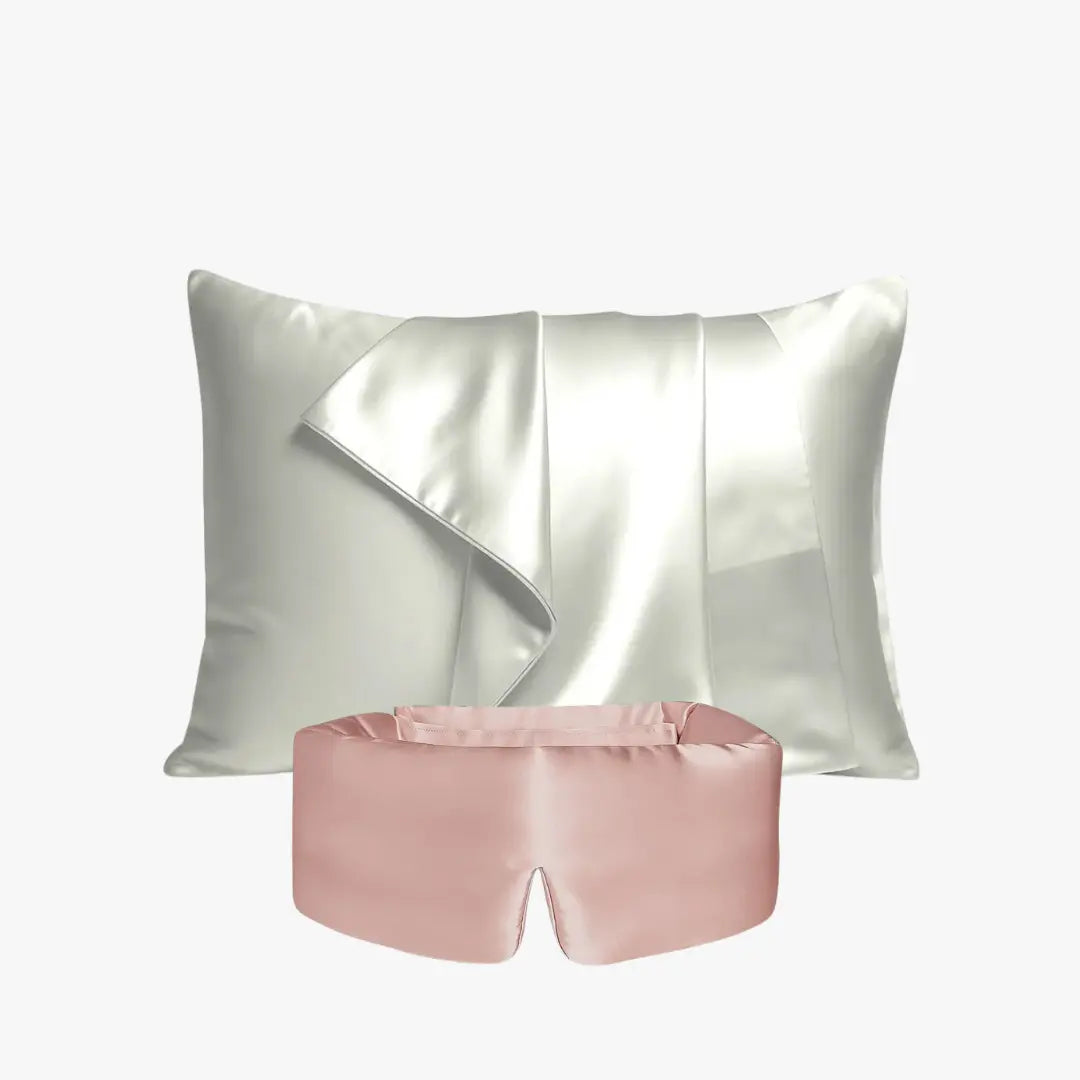 Deep Sleep Bundle, 23 momme mulberry silk sleep mask and pillowcase set