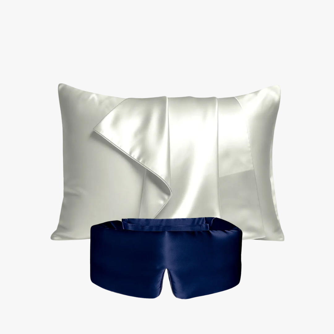Deep Sleep Bundle, 23 momme mulberry silk sleep mask and pillowcase set