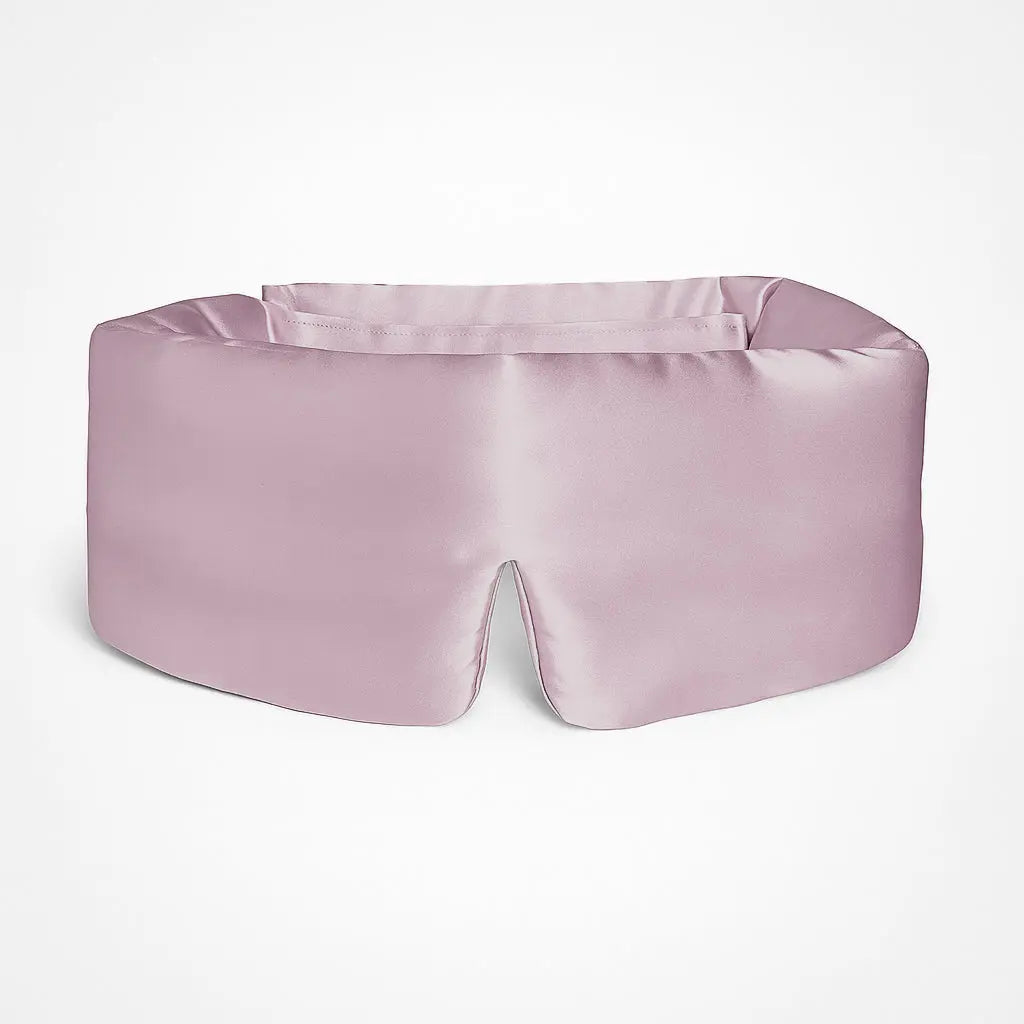 Deep Sleep Mask in Dusty Rose, front view showing 23 momme mulberry silk and contoured nose bridge
