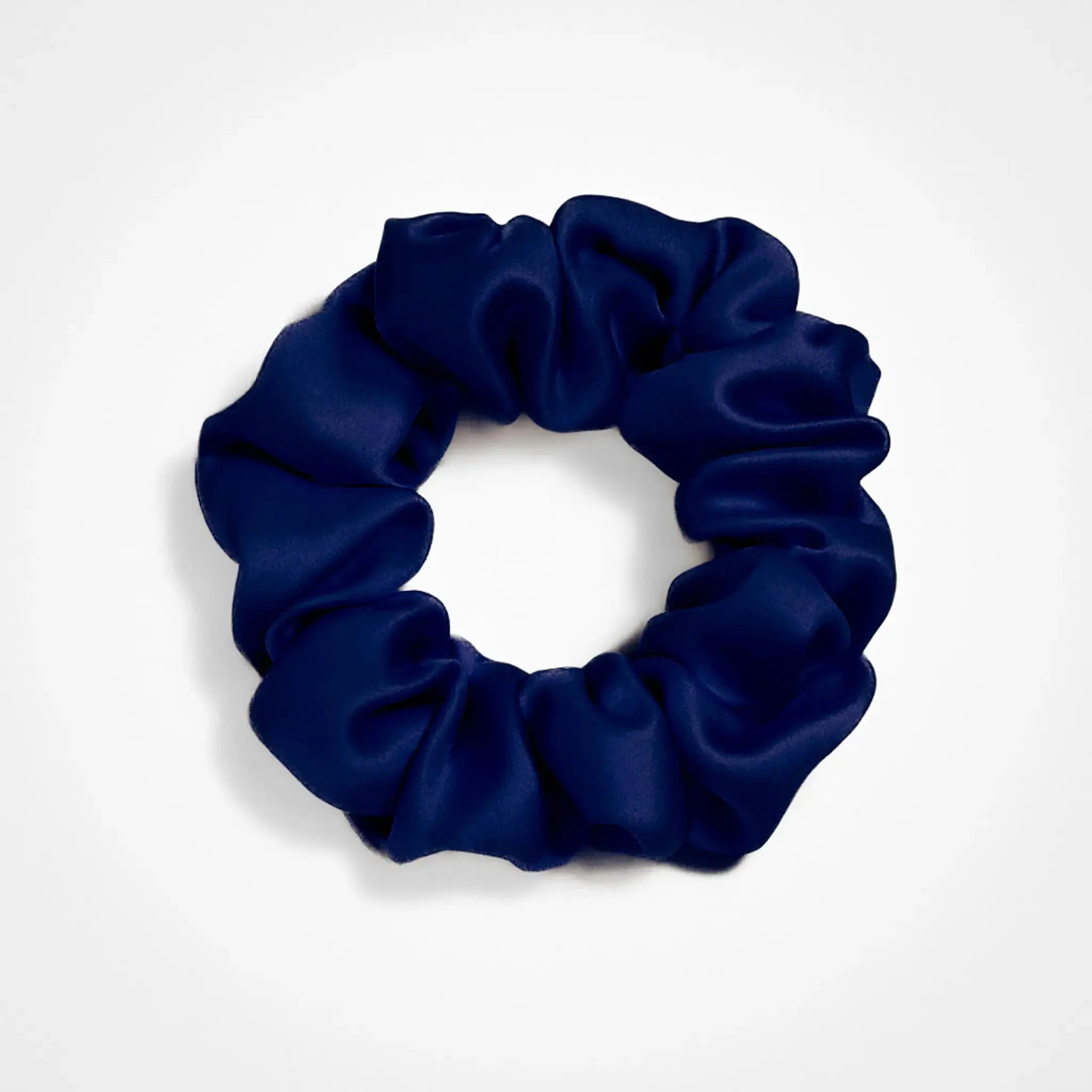 Premium Silk Scrunchie in Deep Navy, 23 momme mulberry silk hair scrunchie