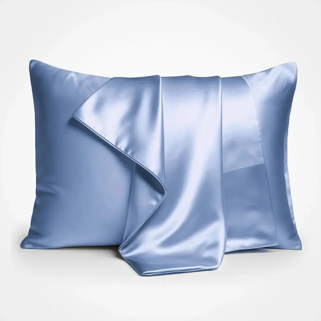 Premium Silk Pillowcase in Morning Blue, 23 momme mulberry silk pillowcases with envelope closure
