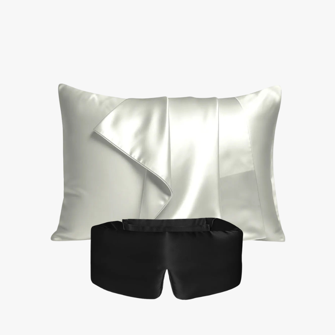 Deep Sleep Bundle, 23 momme mulberry silk sleep mask and pillowcase set