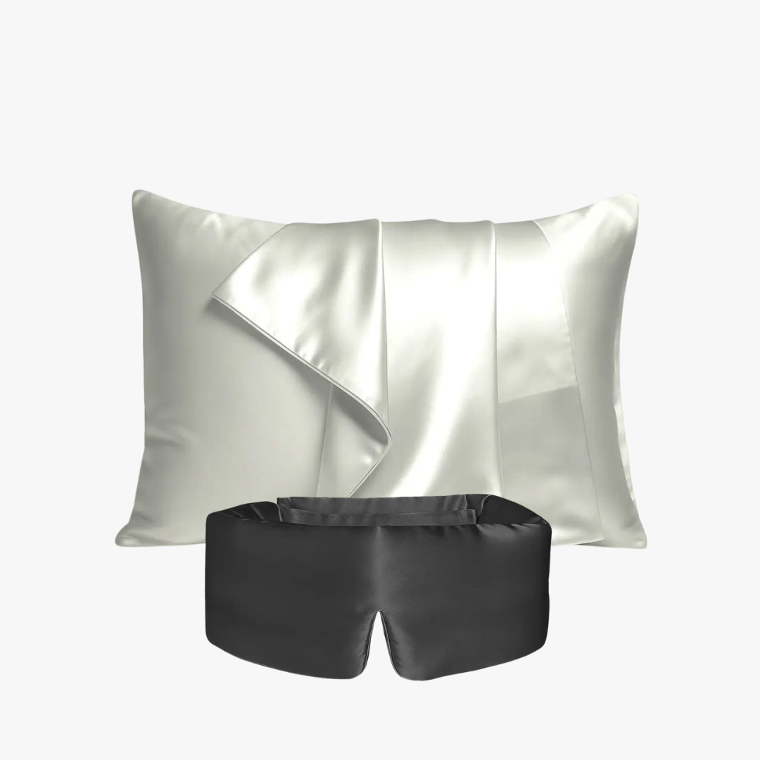 Deep Sleep Bundle, 23 momme mulberry silk sleep mask and pillowcase set