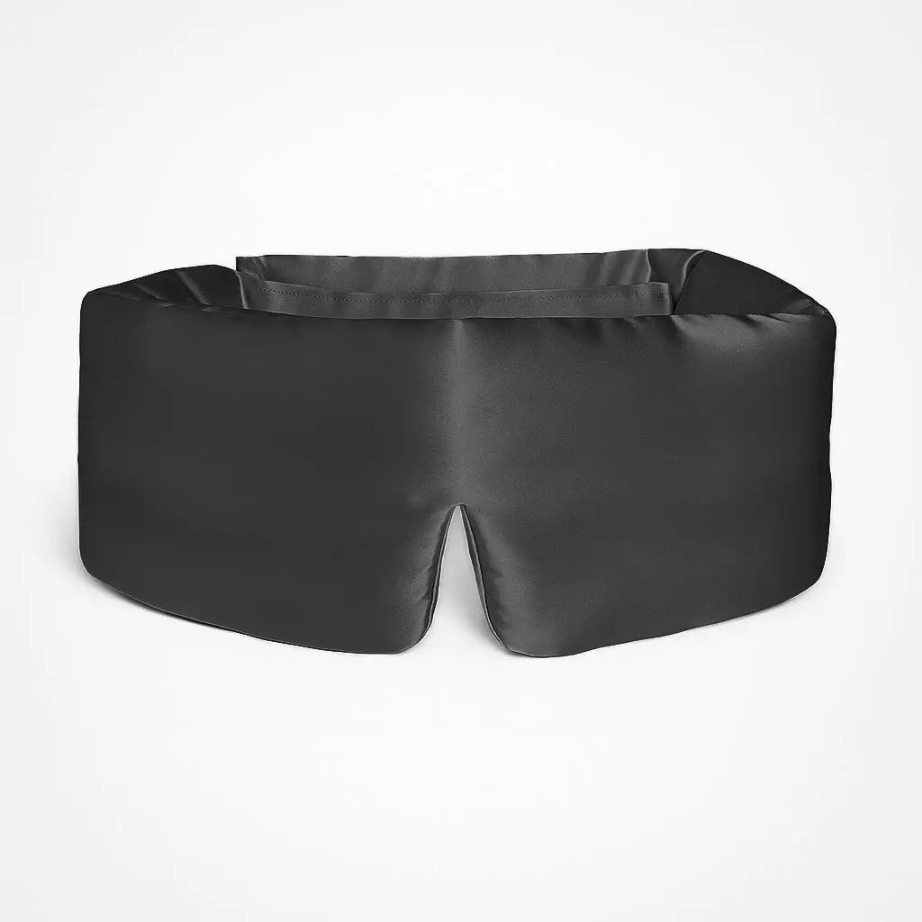 Deep Sleep Mask in Slate Grey, front view showing 23 momme mulberry silk and contoured nose bridge