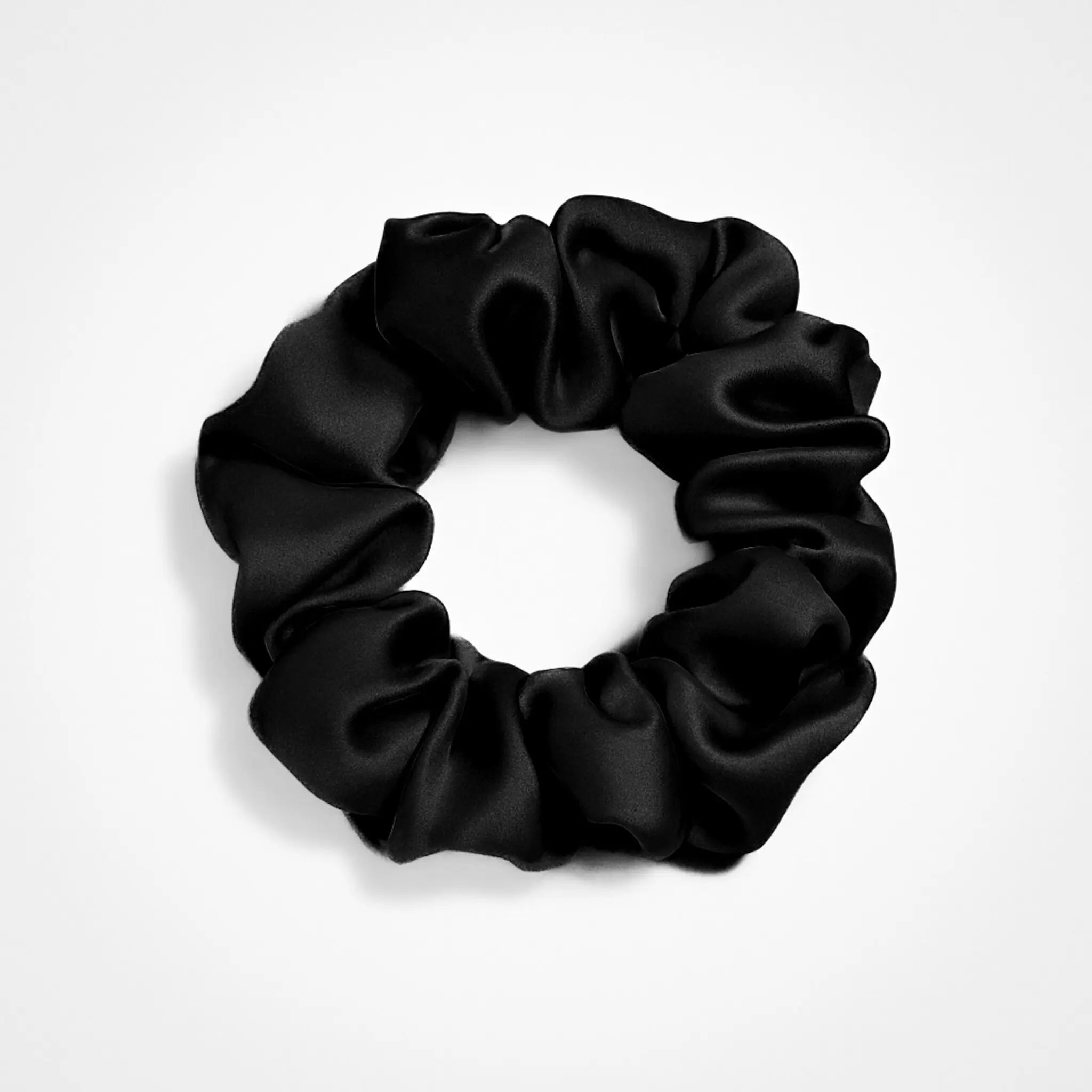 Premium Silk Scrunchie in Midnight Black, 23 momme mulberry silk hair scrunchie